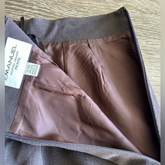 Vintage Emanuel Ungaro Brown Skirt Size 2 Petite Elegant Classic EUC Workwear - Picture 4 of 8
